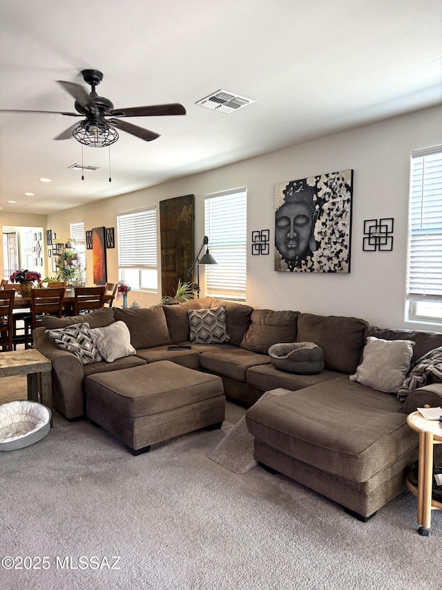 16038 S Camino Casal, Sahuarita, AZ 85629 - living area featuring carpet and a ceiling fan