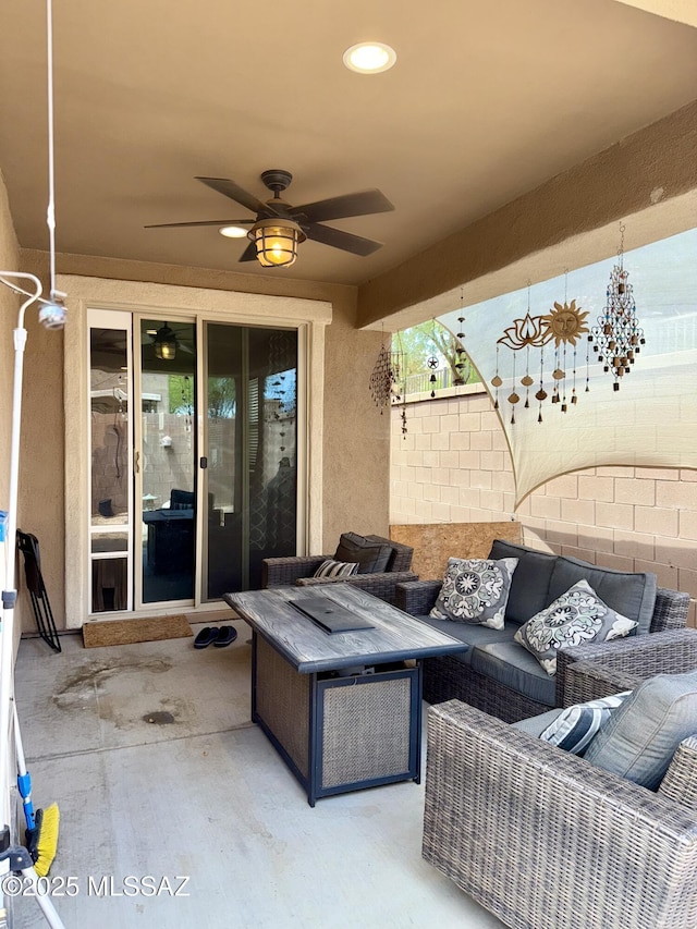 16038 S Camino Casal, Sahuarita, AZ 85629 - view of patio / terrace featuring an outdoor hangout area and a ceiling fan