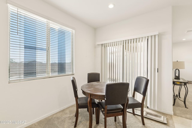 22039 E Thunderhead Dr, Red Rock, AZ 85145 - dining room with carpet, plenty of natural light, baseboards, and recessed lighting