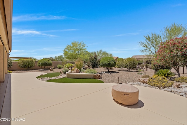 61050 E Amur Ln, Oracle, AZ 85623 - fenced backyard featuring a patio