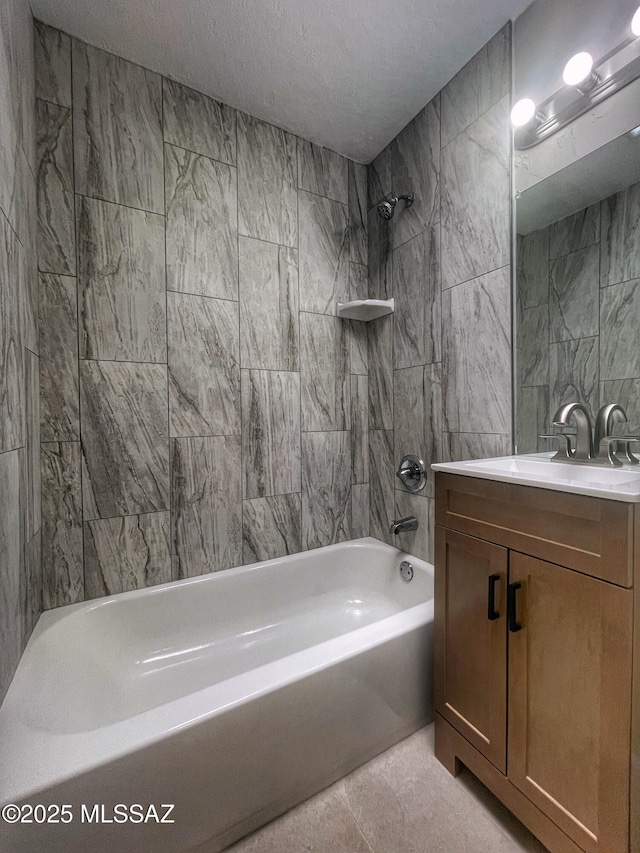 2330 N Los Altos Ave, Tucson, AZ 85705 - full bathroom featuring bathing tub / shower combination, vanity, tile walls, and tile patterned floors