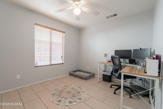 10236 E Rainbow Meadow Dr, Tucson, AZ 85747 - office featuring healthy amount of natural light, a ceiling fan, and baseboards