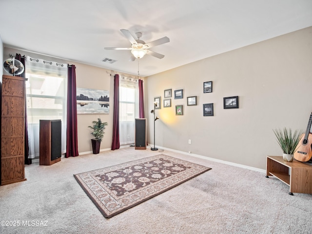 741 S Desert Haven Rd, Vail, AZ 85641 - sitting room featuring carpet floors, a ceiling fan, and baseboards
