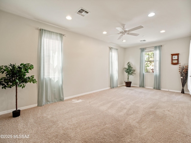 741 S Desert Haven Rd, Vail, AZ 85641 - unfurnished room with recessed lighting, carpet flooring, a ceiling fan, and baseboards