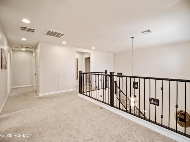741 S Desert Haven Rd, Vail, AZ 85641 - hall with carpet flooring, recessed lighting, baseboards, and an upstairs landing