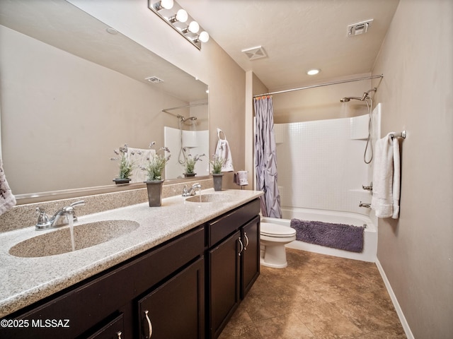 741 S Desert Haven Rd, Vail, AZ 85641 - full bathroom with double vanity, toilet, and shower / bath combo with shower curtain