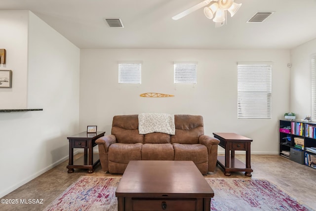 11370 E Creosote Range Dr, Tucson, AZ 85747 - living area featuring a ceiling fan and baseboards