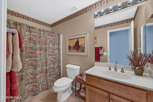 65535 E Rose Ridge Dr, Saddlebrooke, AZ 85739 - bathroom featuring vanity, toilet, and a shower with curtain