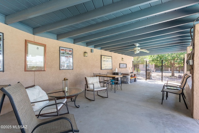 4736 N Calle Lampara, Tucson, AZ 85718 - view of patio featuring outdoor dining space and ceiling fan