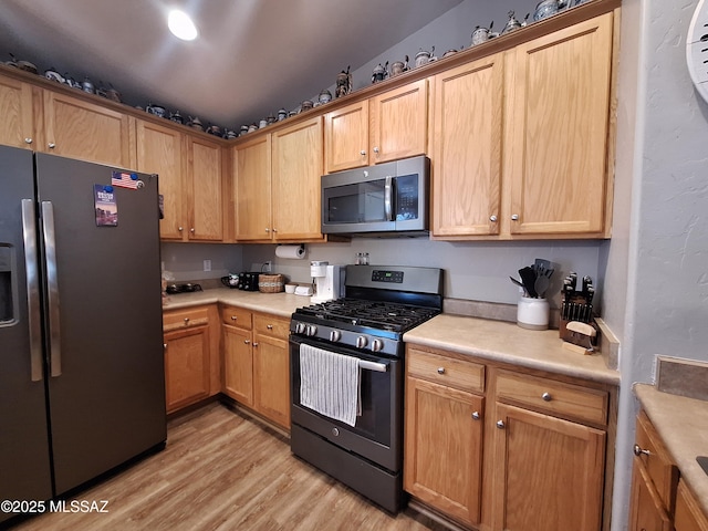 4396 S Valley Rd, Tucson, AZ 85714 - kitchen featuring stainless steel appliances, light wood-style flooring, and light countertops