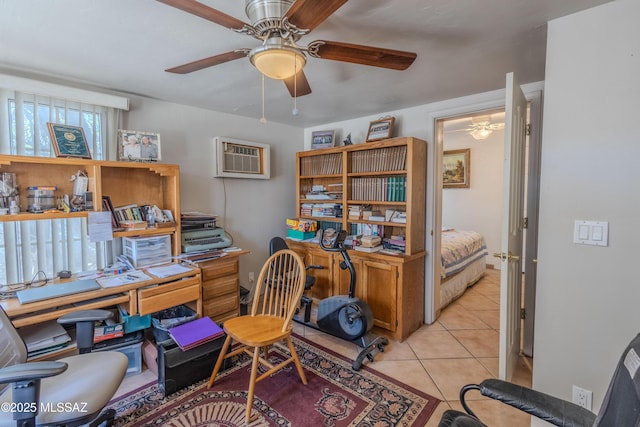 5457 S 13th Ave, Tucson, AZ 85706 - office with a ceiling fan, light tile patterned floors, and a wall mounted AC