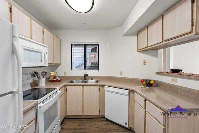 5751 N Kolb Rd # 22103, Tucson, AZ 85750 - kitchen featuring white appliances, a sink, and light brown cabinets