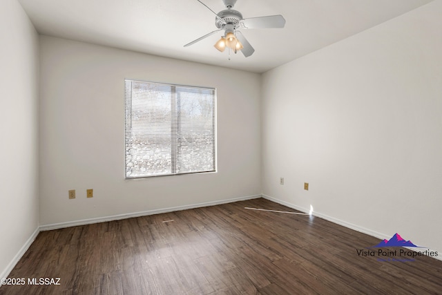 5751 N Kolb Rd # 22103, Tucson, AZ 85750 - empty room featuring dark wood-style floors, ceiling fan, and baseboards