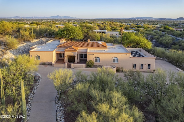 3750 E Sumo Quinto, Tucson, AZ 85718 - aerial view of property and surrounding area featuring a mountain backdrop