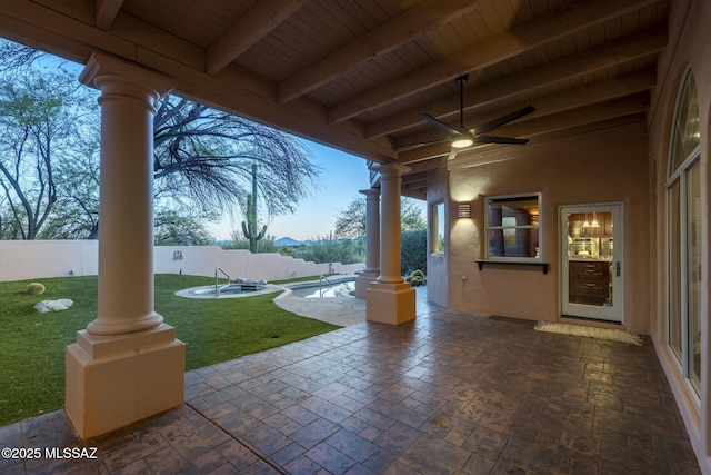 3750 E Sumo Quinto, Tucson, AZ 85718 - view of patio / terrace featuring ceiling fan