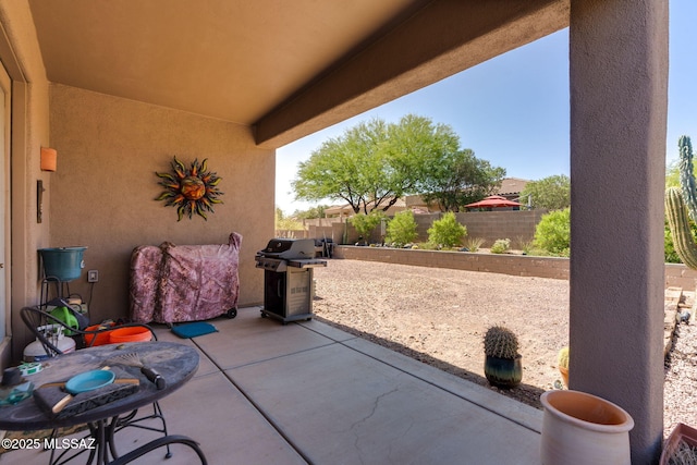 7511 W Sweet River Rd, Tucson, AZ 85743 - fenced backyard featuring a patio and a grill