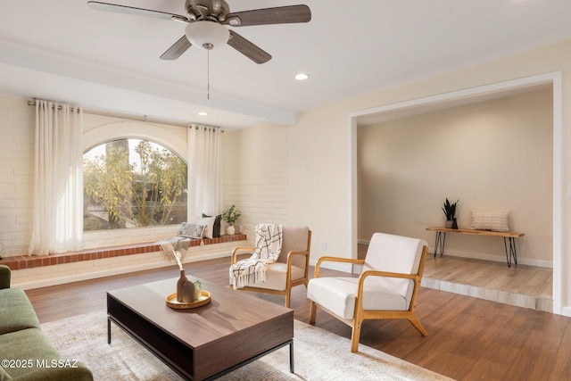 8628 N Placita Del Cardo, Tucson, AZ 85704 - living area with wood finished floors, recessed lighting, and ceiling fan