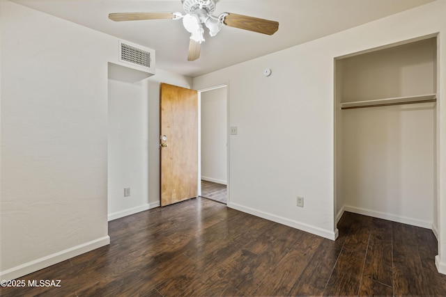 1716 S Sleepy Hollow Ave, Tucson, AZ 85710 - unfurnished bedroom featuring a closet, wood finished floors, baseboards, and a ceiling fan