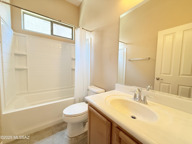 1320 W Bloomington Pl, Tucson, AZ 85755 - bathroom with vanity, toilet, shower / bath combination with curtain, and tile patterned floors