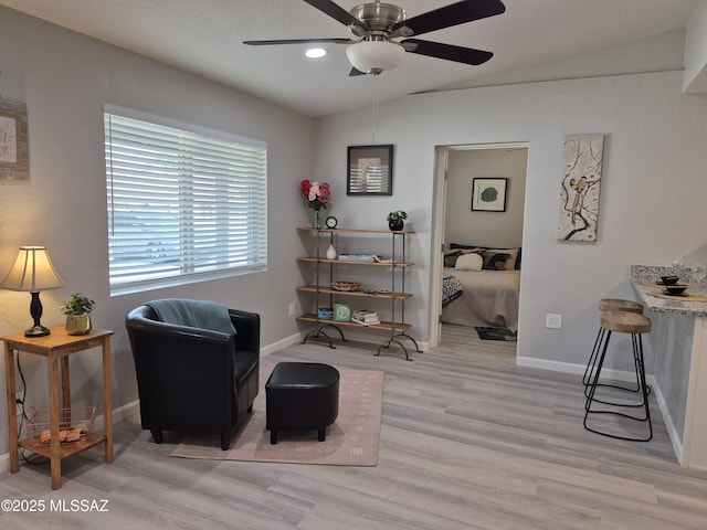 230 N Biddle Ave, Willcox, AZ 85643 - sitting room featuring ceiling fan, light wood finished floors, baseboards, and recessed lighting