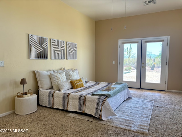 16567 S Saguaro View Ln, Vail, AZ 85641 - carpeted bedroom featuring access to exterior, french doors, and baseboards