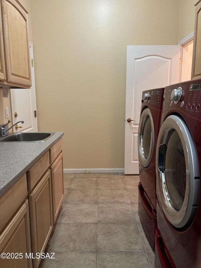 16567 S Saguaro View Ln, Vail, AZ 85641 - laundry room featuring cabinet space, washer and dryer, and baseboards