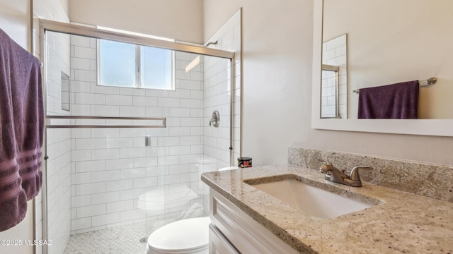 5701 E Waverly St, Tucson, AZ 85712 - bathroom with vanity, toilet, and a stall shower