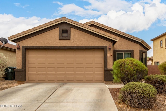 4112 E Shadow Branch Dr, Tucson, AZ 85756 - ranch-style home featuring driveway, a garage, stucco siding, and a tile roof
