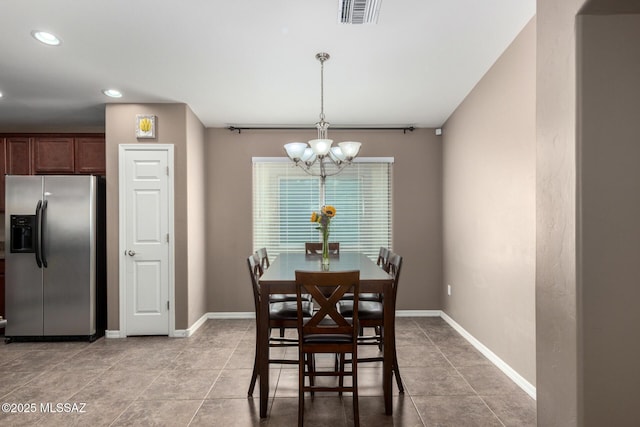 4112 E Shadow Branch Dr, Tucson, AZ 85756 - dining area with a chandelier, recessed lighting, baseboards, and light tile patterned floors