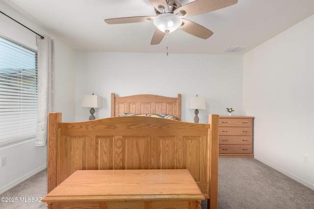 4112 E Shadow Branch Dr, Tucson, AZ 85756 - bedroom with light colored carpet, baseboards, and a ceiling fan