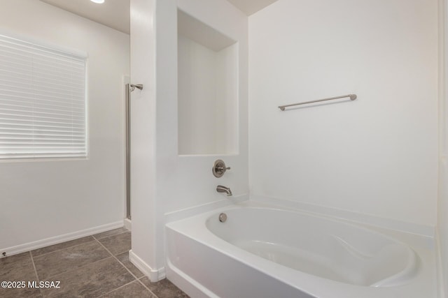 4112 E Shadow Branch Dr, Tucson, AZ 85756 - bathroom featuring a garden tub, tile patterned floors, baseboards, and a shower