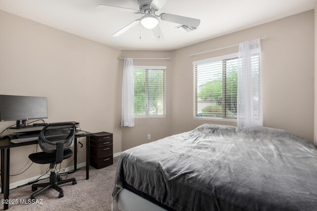 4112 E Shadow Branch Dr, Tucson, AZ 85756 - bedroom featuring carpet floors, a desk, baseboards, and ceiling fan