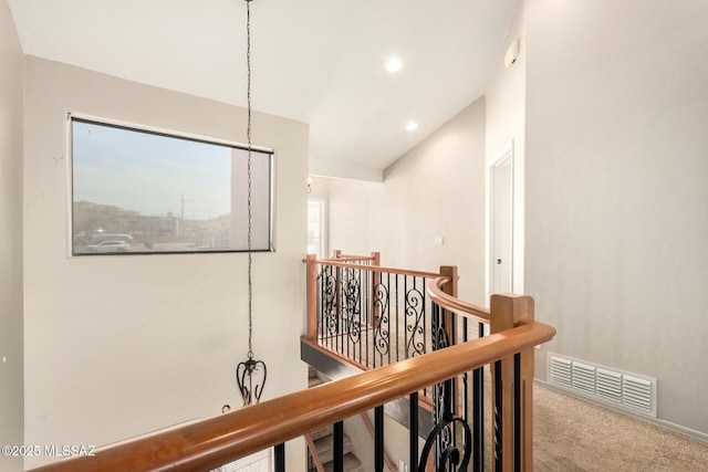 318 N Hasman Dr, Tucson, AZ 85745 - corridor with an upstairs landing, carpet flooring, recessed lighting, and baseboards