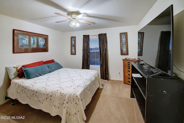 4795 E Silverpuffs Way, Tucson, AZ 85756 - bedroom with light carpet, baseboards, and ceiling fan