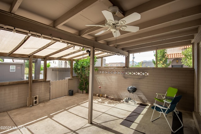 1238 S Camino Seco, Tucson, AZ 85710 - view of patio / terrace with ceiling fan