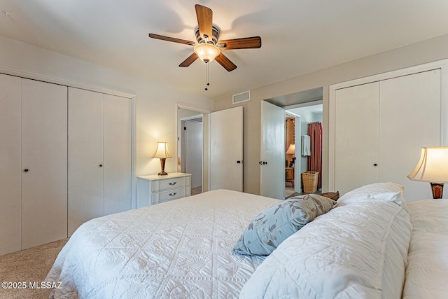303 S Paseo Cerro Unit A, Green Valley, AZ 85614 - bedroom with two closets, carpet floors, and ceiling fan