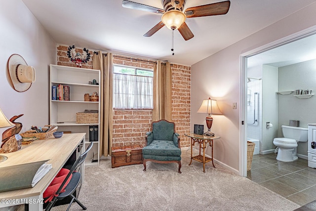 303 S Paseo Cerro Unit A, Green Valley, AZ 85614 - office area with a ceiling fan, carpet flooring, and baseboards