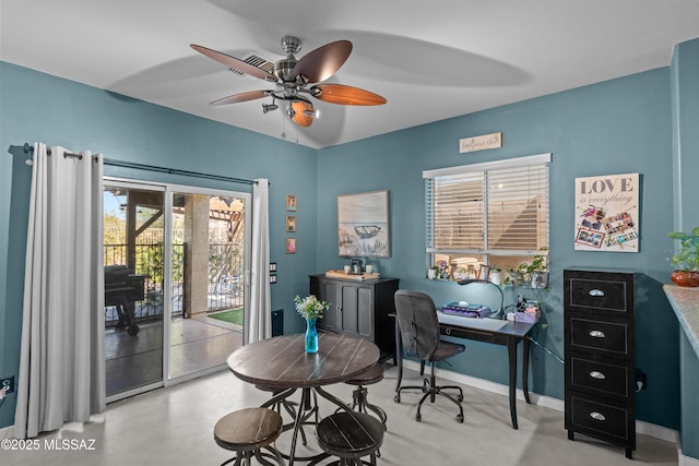 17213 S Mesa Shadows Dr, Vail, AZ 85641 - home office featuring ceiling fan and baseboards
