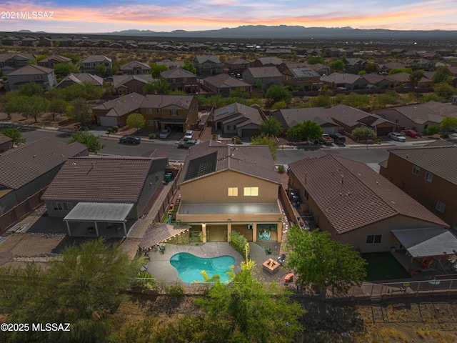 17213 S Mesa Shadows Dr, Vail, AZ 85641 - aerial perspective of suburban area with a pool and mountains