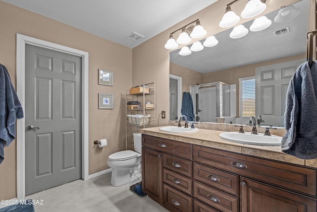 17213 S Mesa Shadows Dr, Vail, AZ 85641 - full bathroom featuring a shower stall, double vanity, and toilet