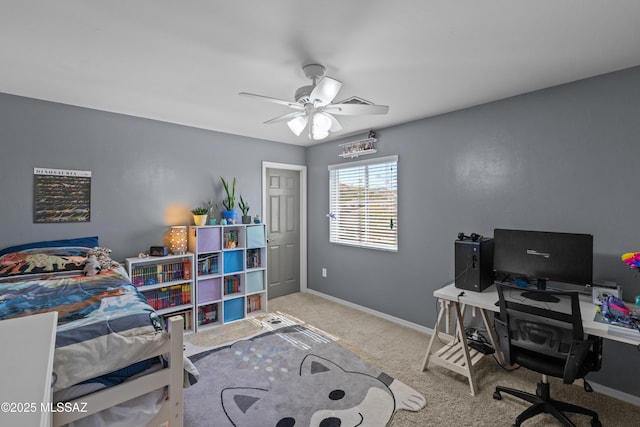 17213 S Mesa Shadows Dr, Vail, AZ 85641 - carpeted bedroom with an office area, baseboards, and a ceiling fan