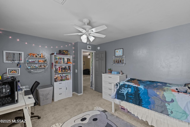 17213 S Mesa Shadows Dr, Vail, AZ 85641 - bedroom featuring light carpet, a ceiling fan, and an office area