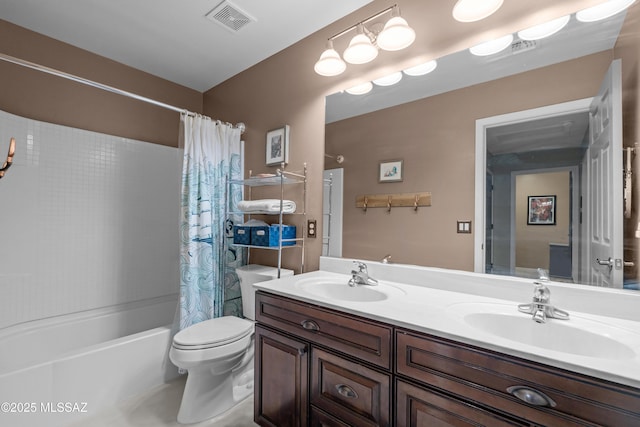 17213 S Mesa Shadows Dr, Vail, AZ 85641 - full bath with double vanity, shower / bath combo, and toilet