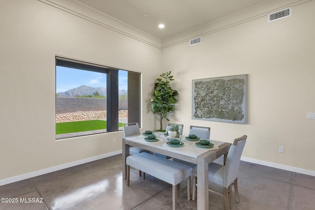 976 W Las Lomitas Rd, Tucson, AZ 85704 - dining area featuring finished concrete floors, recessed lighting, and a mountain view