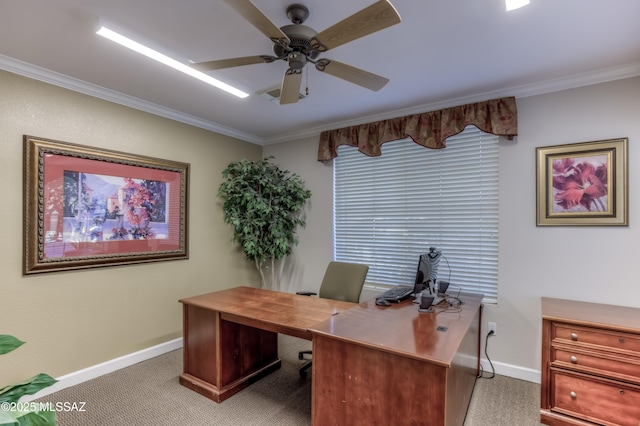 1500 E Pusch Wilderness Dr Unit 10106, Tucson, AZ 85737 - office space featuring carpet floors, baseboards, ornamental molding, and a ceiling fan
