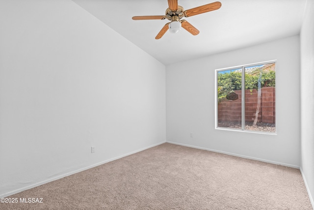 1562 W Via De Chapala, Sahuarita, AZ 85629 - carpeted spare room with lofted ceiling, baseboards, and a ceiling fan