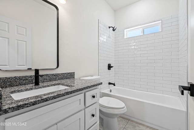 1844 Burns Ct, Rio Rico, AZ 85648 - bathroom featuring toilet, vanity, bathtub / shower combination, and tile patterned flooring