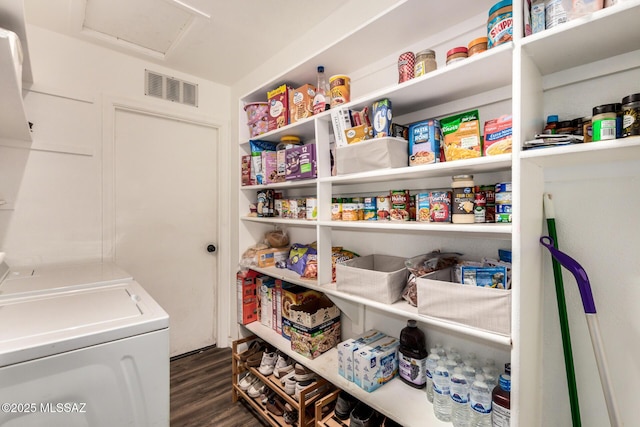 4522 W Vander Bie Pl, Tucson, AZ 85741 - washroom with attic access, wood finished floors, and separate washer and dryer