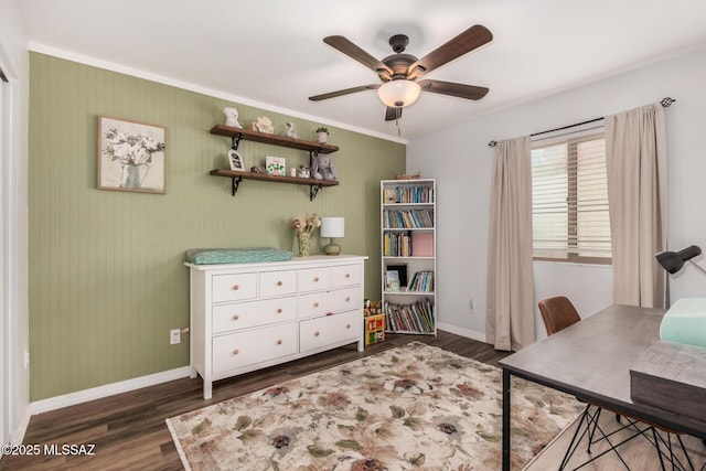 4522 W Vander Bie Pl, Tucson, AZ 85741 - office space featuring wood finished floors, ceiling fan, and baseboards