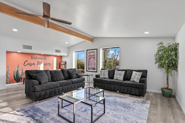835 E Camino De Fray Marcos, Tucson, AZ 85718 - living area featuring wood finished floors, a ceiling fan, recessed lighting, and baseboards